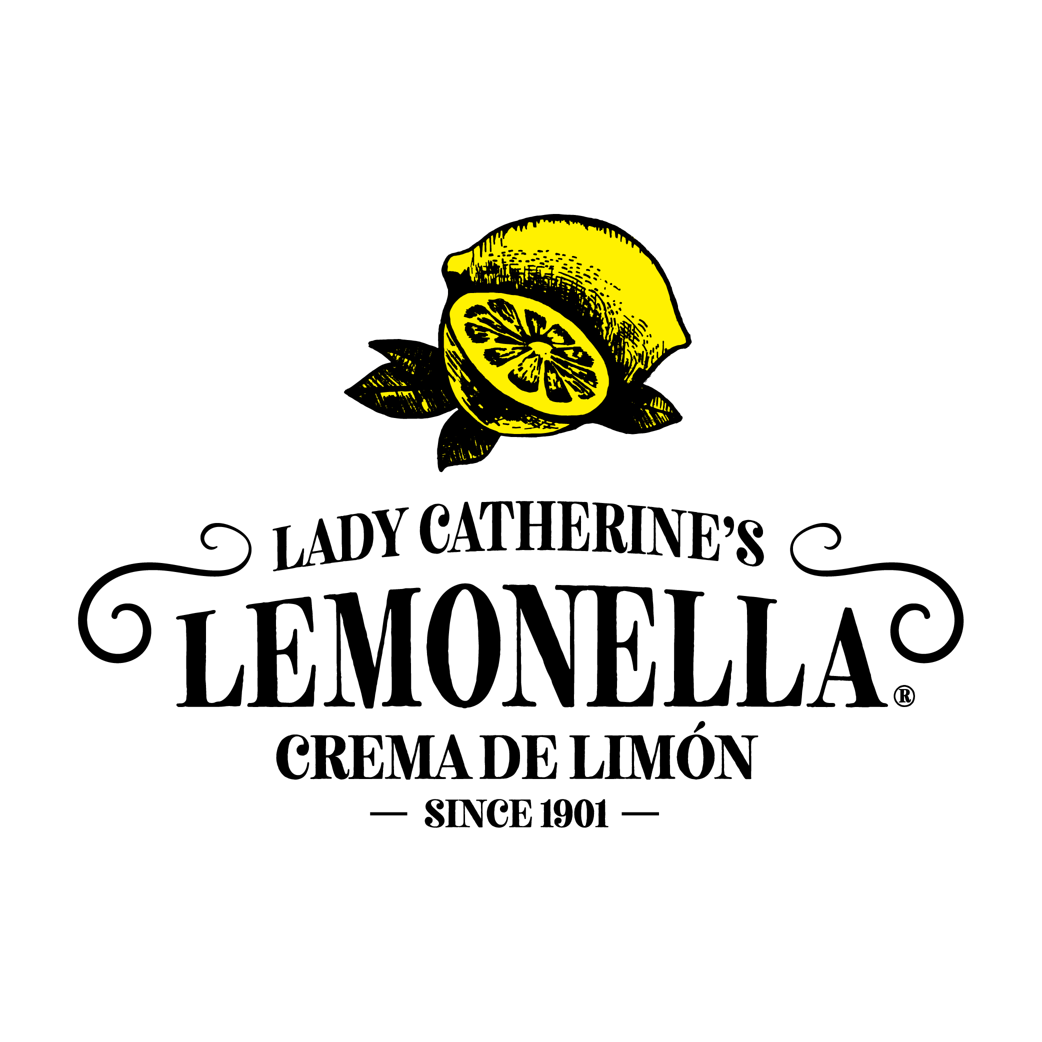 Logotipo ilustrado Lady Catherines Lemonella Crema de Limon Since 1901