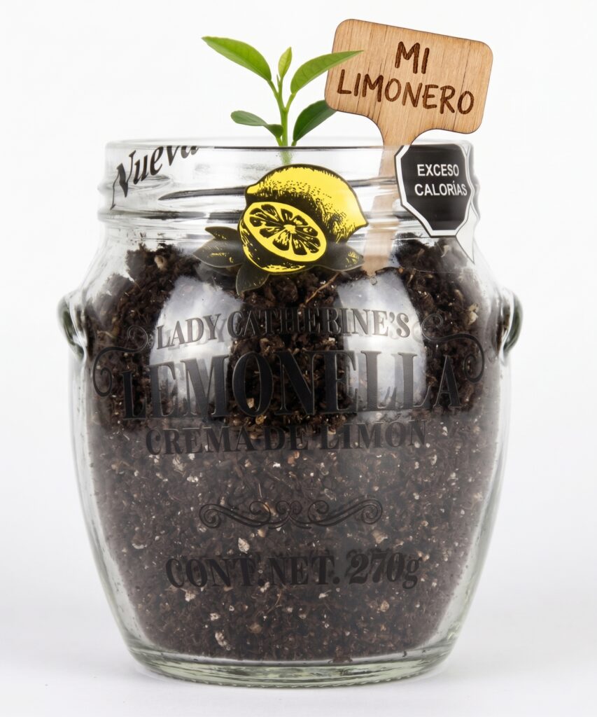 Frasco de vidrio reutilizable Lemonella convertido en maceta sustentable
